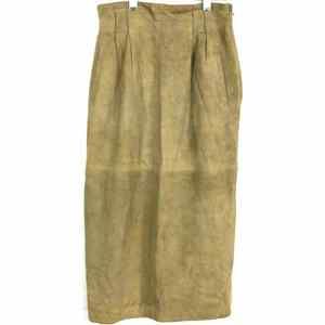 Linda Allard Ellen Tracy Skirt Women 2P Petite Brown Suede Leather Straight Midi